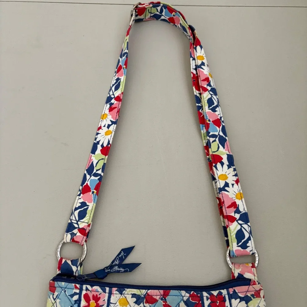 Vera Bradley Hipster Crossbody Bag Floral Quilted Cotton Blue Red Pink Travel
